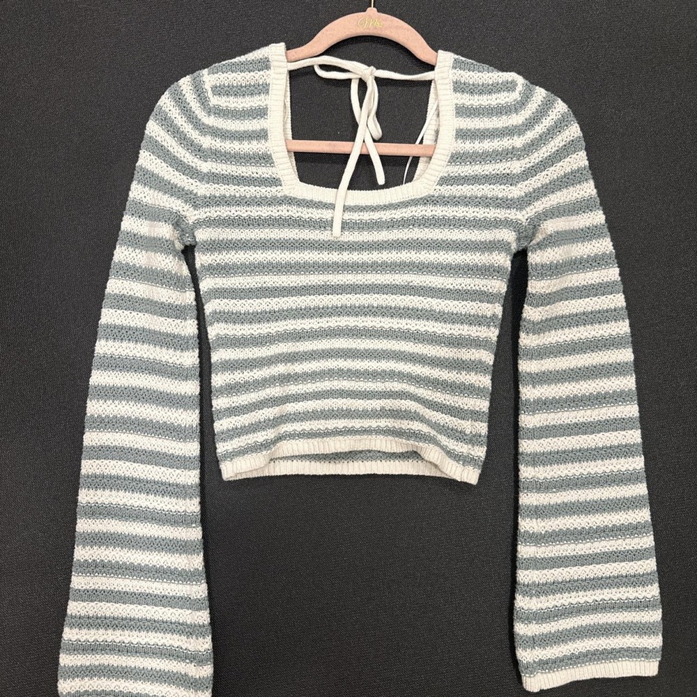 Hollister Blue and White Striped Sweater